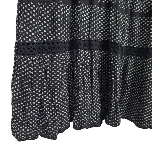 Free People Size S Dress Retro Kitty Micro-floral Tiered Lace Trim Mini A-Line - Picture 5 of 9